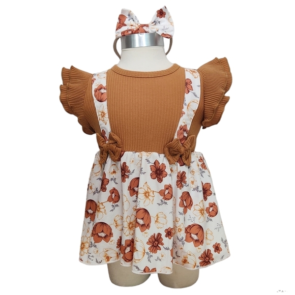 Baby Girls Floral Dress with Headband. Size 12-18M - Picture 1 of 14